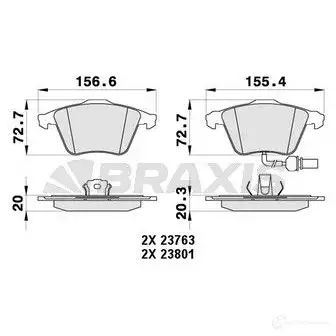 Тормозные колодки, комплект BRAXIS IYW4 W0 ab0420 4406081 3663908107911