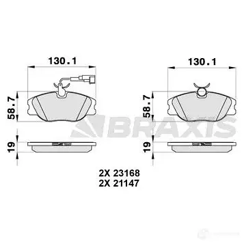 Тормозные колодки, комплект BRAXIS K F8SLI ab0315 3663908106419 4405978 изображение 0