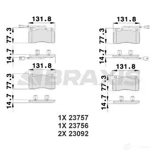 Тормозные колодки, комплект BRAXIS 3663908100721 4406159 WRT VL ab0505