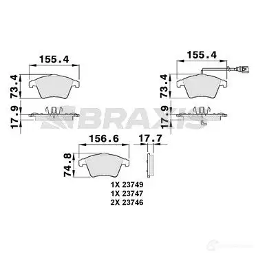 Тормозные колодки, комплект BRAXIS ab0148 4405811 UTM VGQN 3663908103548 изображение 0