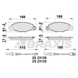Тормозные колодки, комплект BRAXIS 3663908104392 ab0197 4405860 ZI GX7