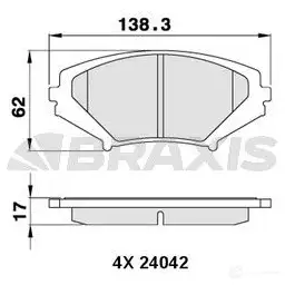 Тормозные колодки, комплект BRAXIS aa0303 C6F EF 4405526 3663908107263