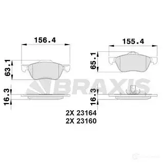 Тормозные колодки, комплект BRAXIS aa0438 4405618 3663908100912 VI 26U изображение 0