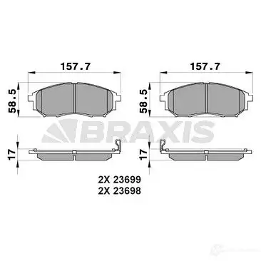 Тормозные колодки, комплект BRAXIS 3663908102763 4405767 TR71 R7 ab0104 изображение 0