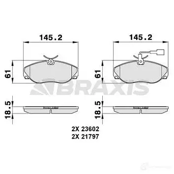 Тормозные колодки, комплект BRAXIS ZYRA LVT 3663908103142 ab0125 4405788