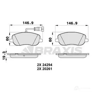 Тормозные колодки, комплект BRAXIS KJT SJ 3663908106778 4406004 ab0342 изображение 0