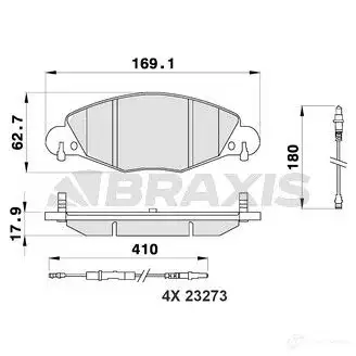 Тормозные колодки, комплект BRAXIS 3663908104255 4405851 UB37U F ab0188 изображение 0