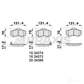 Тормозные колодки, комплект BRAXIS FY DQ0R ab0478 3663908109151 4406135