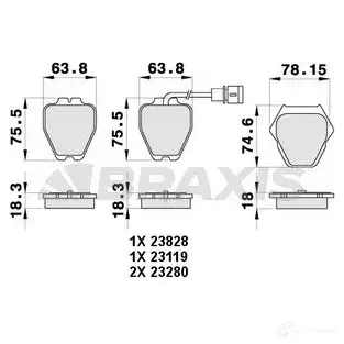 Тормозные колодки, комплект BRAXIS ab0462 3663908108802 5X 42E6D 4406121