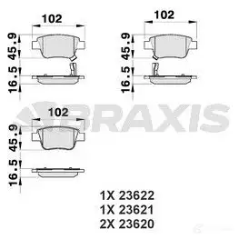 Тормозные колодки, комплект BRAXIS 3663908102701 ab0101 UW0ES 9 4405764