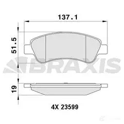 Тормозные колодки, комплект BRAXIS 4405667 3663908100011 ab0003 X7N EOQL