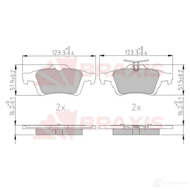 Тормозные колодки, комплект BRAXIS K3XS5 Y aa0629 1438407903