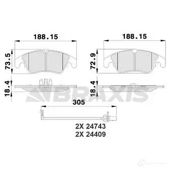 Тормозные колодки, комплект BRAXIS ab0177 3663908103999 4405840 VORZ 8 изображение 0