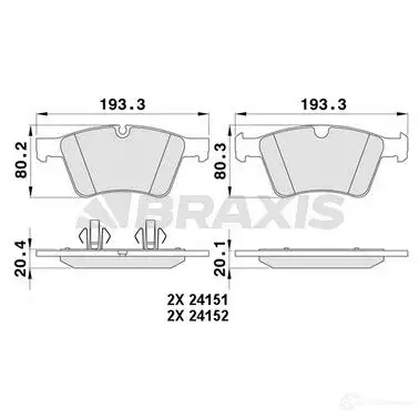Тормозные колодки, комплект BRAXIS 4405602 8JK LER9 3663908109168 aa0408