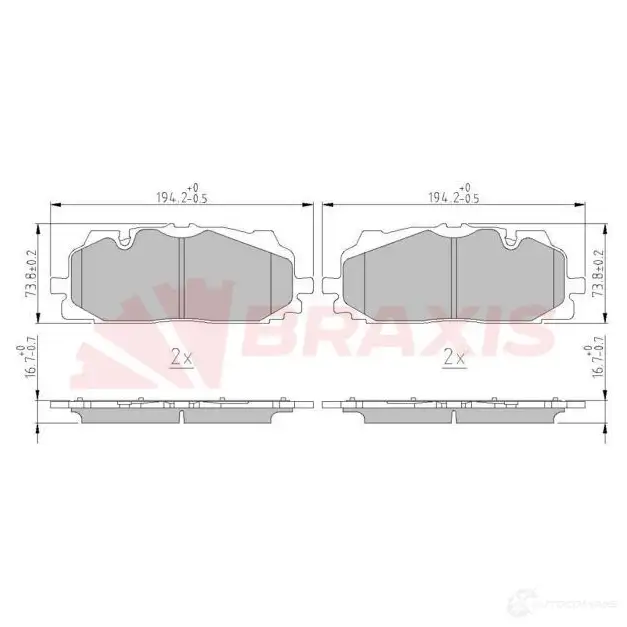Тормозные колодки, комплект BRAXIS 2 9EGNS9 1438407910 aa0666