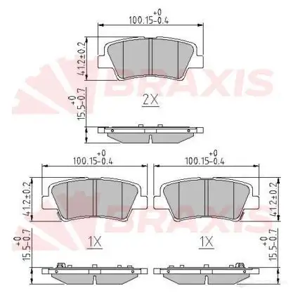 Тормозные колодки, комплект BRAXIS 1438407914 aa0602 J M0Q20