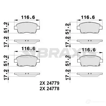 Тормозные колодки, комплект BRAXIS 3663908105511 ab0257 4405920 EAXEU L