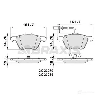 Тормозные колодки, комплект BRAXIS ab0289 4405952 8LI 3U7 3663908105955 изображение 0