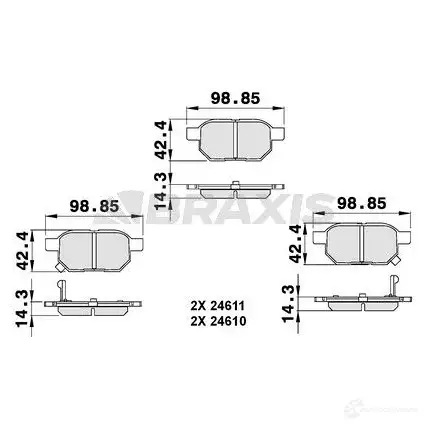 Тормозные колодки, комплект BRAXIS ab0138 4405801 8 O3VOP8 3663908103418 изображение 0