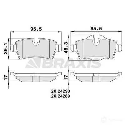 Тормозные колодки, комплект BRAXIS 4405327 XN0 81 aa0101 3663908102589