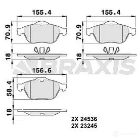 Тормозные колодки, комплект BRAXIS X55AJ L 3663908102404 4405318 aa0092