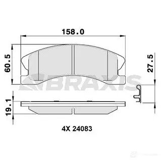 Тормозные колодки, комплект BRAXIS ab0387 4406049 2W L3D 3663908107386