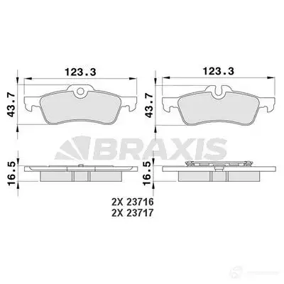 Тормозные колодки, комплект BRAXIS V6 JECA 3663908102855 aa0115 4405341