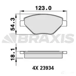 Тормозные колодки, комплект BRAXIS 4405461 FE1 7ME0 3663908105450 aa0236