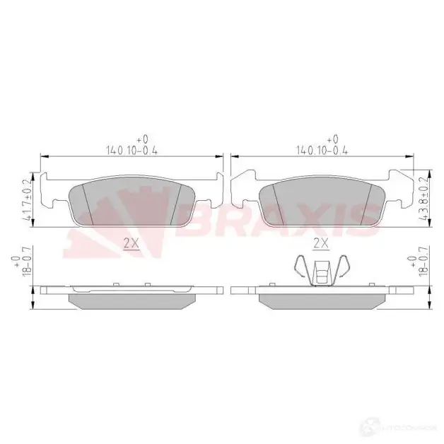 Тормозные колодки, комплект BRAXIS 1438407922 HHB RG9 aa0611 изображение 0