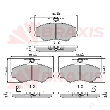 Тормозные колодки, комплект BRAXIS aa0609 1438407926 845X UC изображение 0