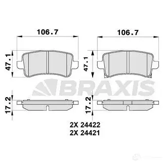 Тормозные колодки, комплект BRAXIS 4405843 3663908104064 0RNP3 S ab0180 изображение 0