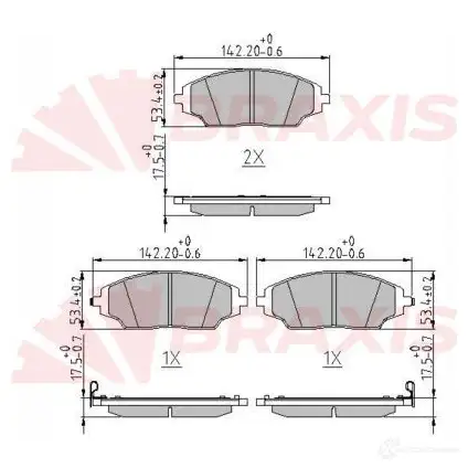 Тормозные колодки, комплект BRAXIS 1438407936 B2 3MTO aa0680