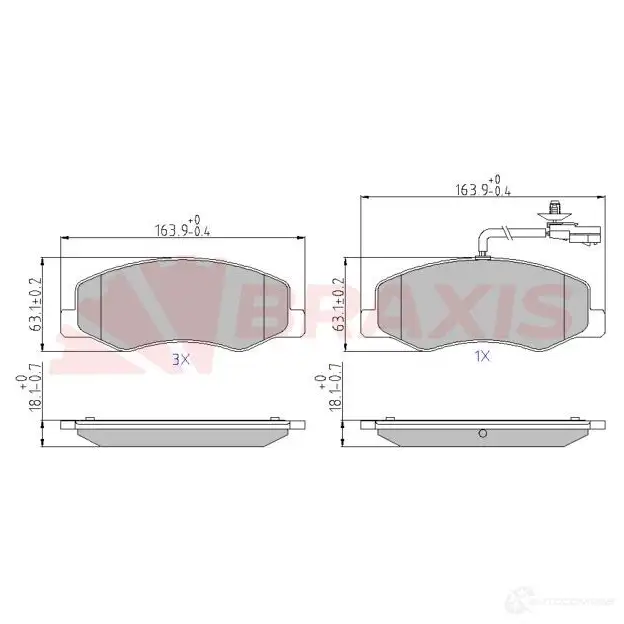 Тормозные колодки, комплект BRAXIS aa0601 1438407938 VW21Y 59 изображение 0