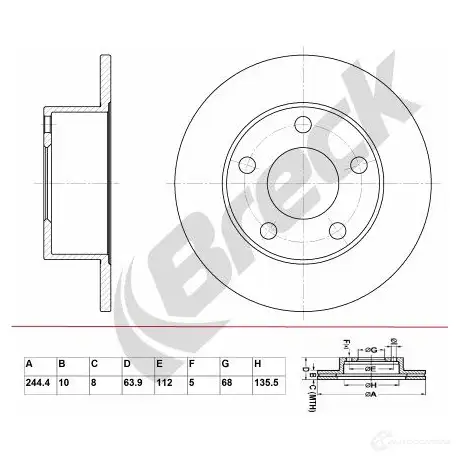 Тормозной диск BRECK F W47L 2295664 5901958625039 br004sa100 изображение 0