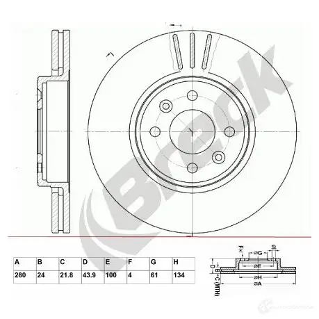 Тормозной диск BRECK br308va100 5901958625510 4M57 X 2295727 изображение 0