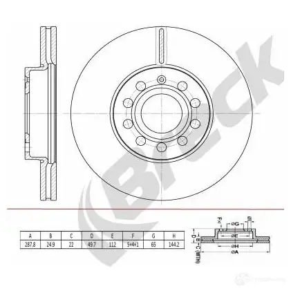 Тормозной диск BRECK 5901958627033 1424577984 br447vh100 V27AZ Y изображение 0