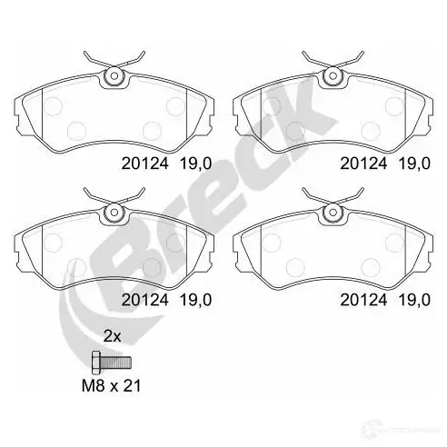 Тормозные колодки, комплект BRECK 201240070100 5906295145004 KIH13 X4 2295230 - Изображение 1