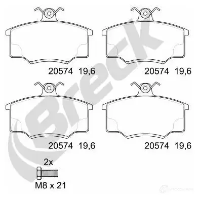 Тормозные колодки, комплект BRECK 2295240 5906295146230 04FL1 R 205741070100 изображение 0