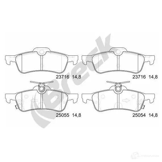 Тормозные колодки, комплект BRECK 250540070400 TM3 74D 1438407949 изображение 0