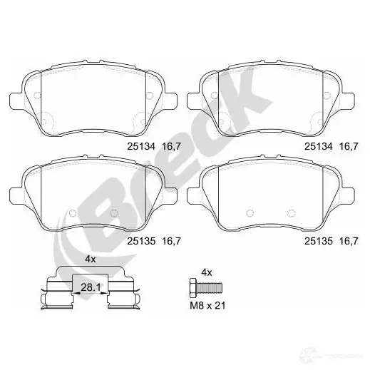 Тормозные колодки, комплект BRECK 251340070100 5901958621581 2295623 XDS8R OM изображение 0