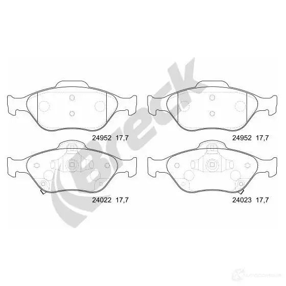 Тормозные колодки, комплект BRECK G OK6N3 249520070200 1438407953 изображение 0
