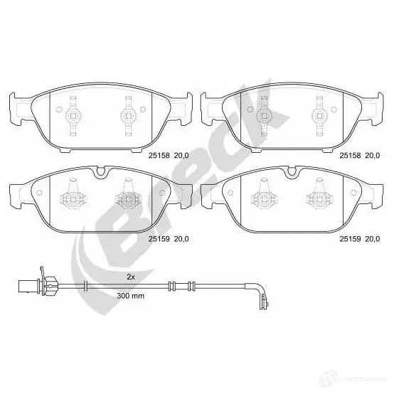 Тормозные колодки, комплект BRECK 251580055100 Y OB9QJ 2295625 5901958621024 изображение 0