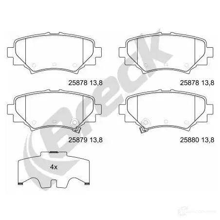 Тормозные колодки, комплект BRECK 258780070400 VJ N1X 1438407992 - Изображение 1