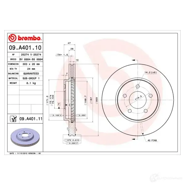 Тормозной диск BREMBO 8020584036471 09a40110 P CHFL0 791267 изображение 0