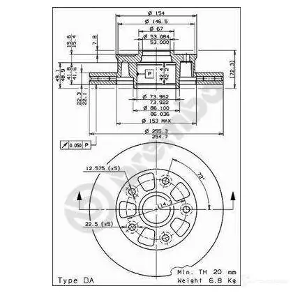 Тормозной диск BREMBO F3FO0 BK 09685120 8020584685129 790367 - Изображение 1