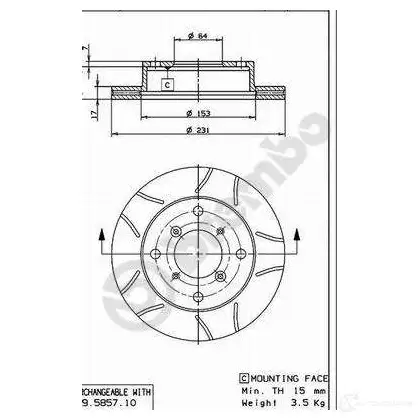 Тормозной диск BREMBO 7X1 0XU 790266 8020584012161 09585775 изображение 0