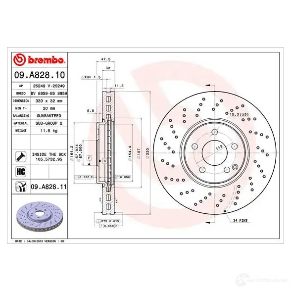 Тормозной диск BREMBO 791455 8020584029886 2RX 24 09a82810 - Изображение 1