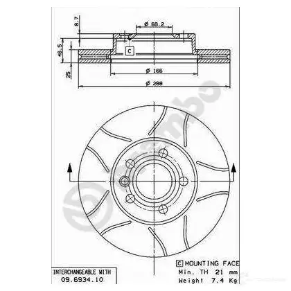 Тормозной диск BREMBO Z 80B0 790402 09693475 8020584013571 изображение 0