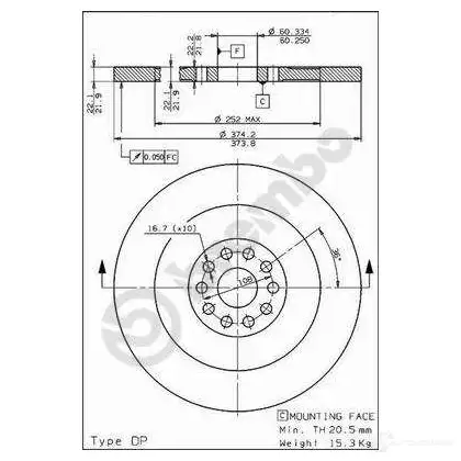 Тормозной диск BREMBO 789354 08675010 8020584675014 0ZB BMLP