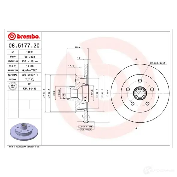 Тормозной диск BREMBO 789211 8020584517727 CI6 I6 08.5177.20 - Изображение 1